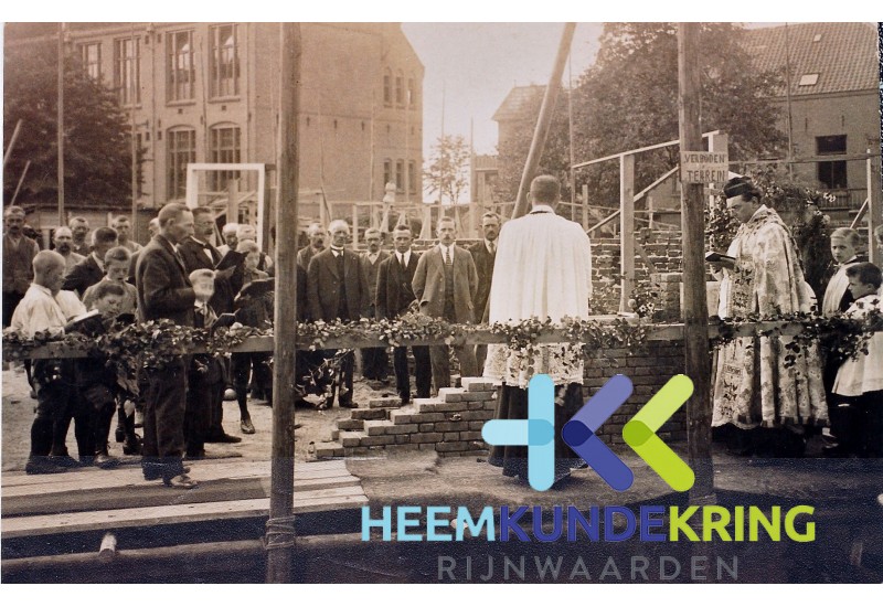 Lobith 06-1921 Eerste steen legging Jozefschool Coll. G.B.Janssen